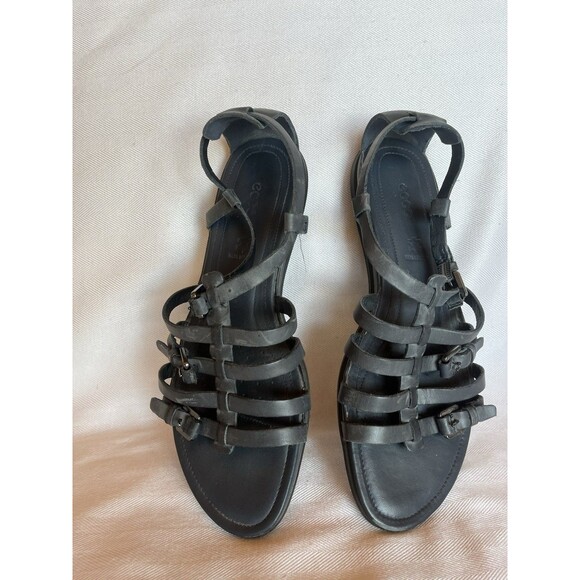 Ecco Gray Gladiator Flat Sandals, Open Toe, Covered Heel, Buckles Women  39/ 9 - Picture 2 of 12